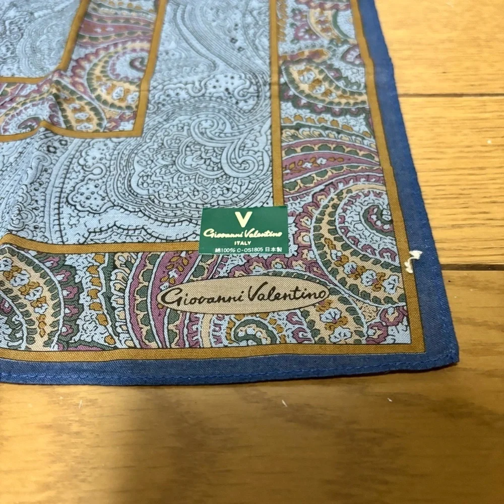 Giovanni Valentino Paisley Patterned Cotton Handkerchief/Bandana Scarf 47cm